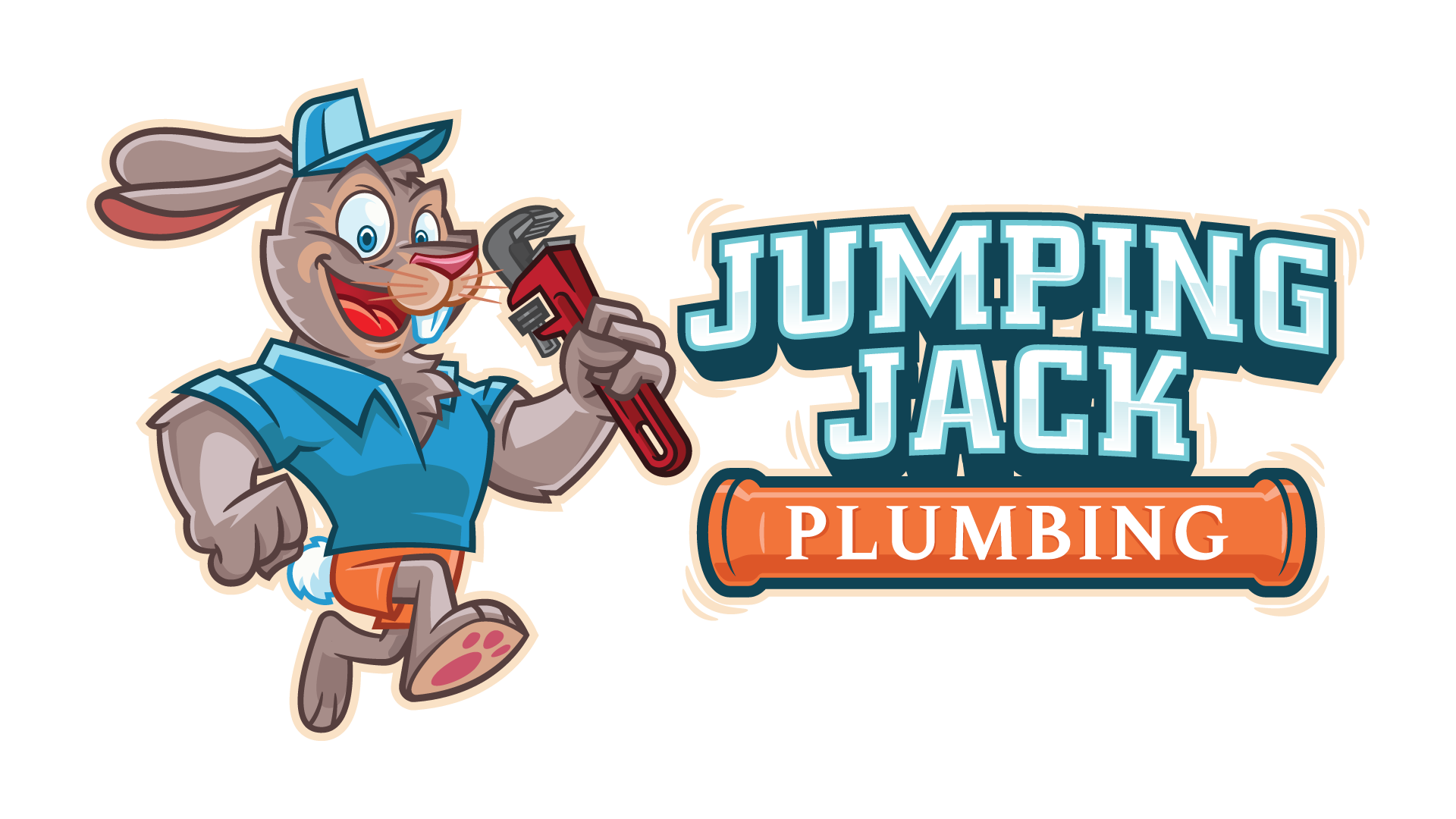 Jumping Jack Plumbing logo and mascot